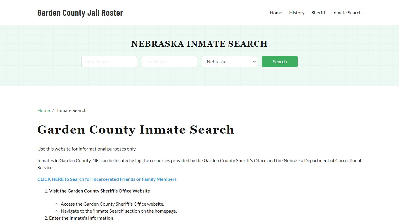 Garden County, NE Detainee Lookup