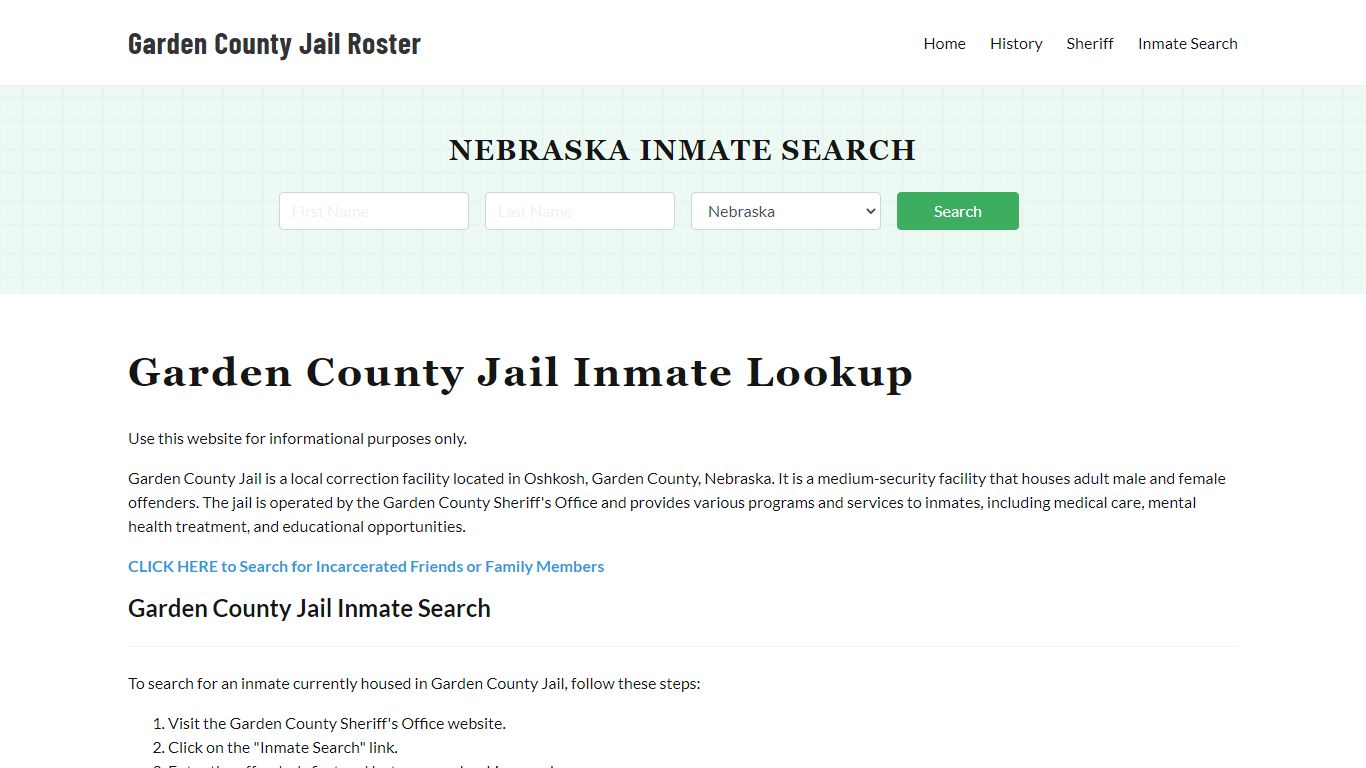 Garden County Jail Roster Lookup, NE, Inmate Search