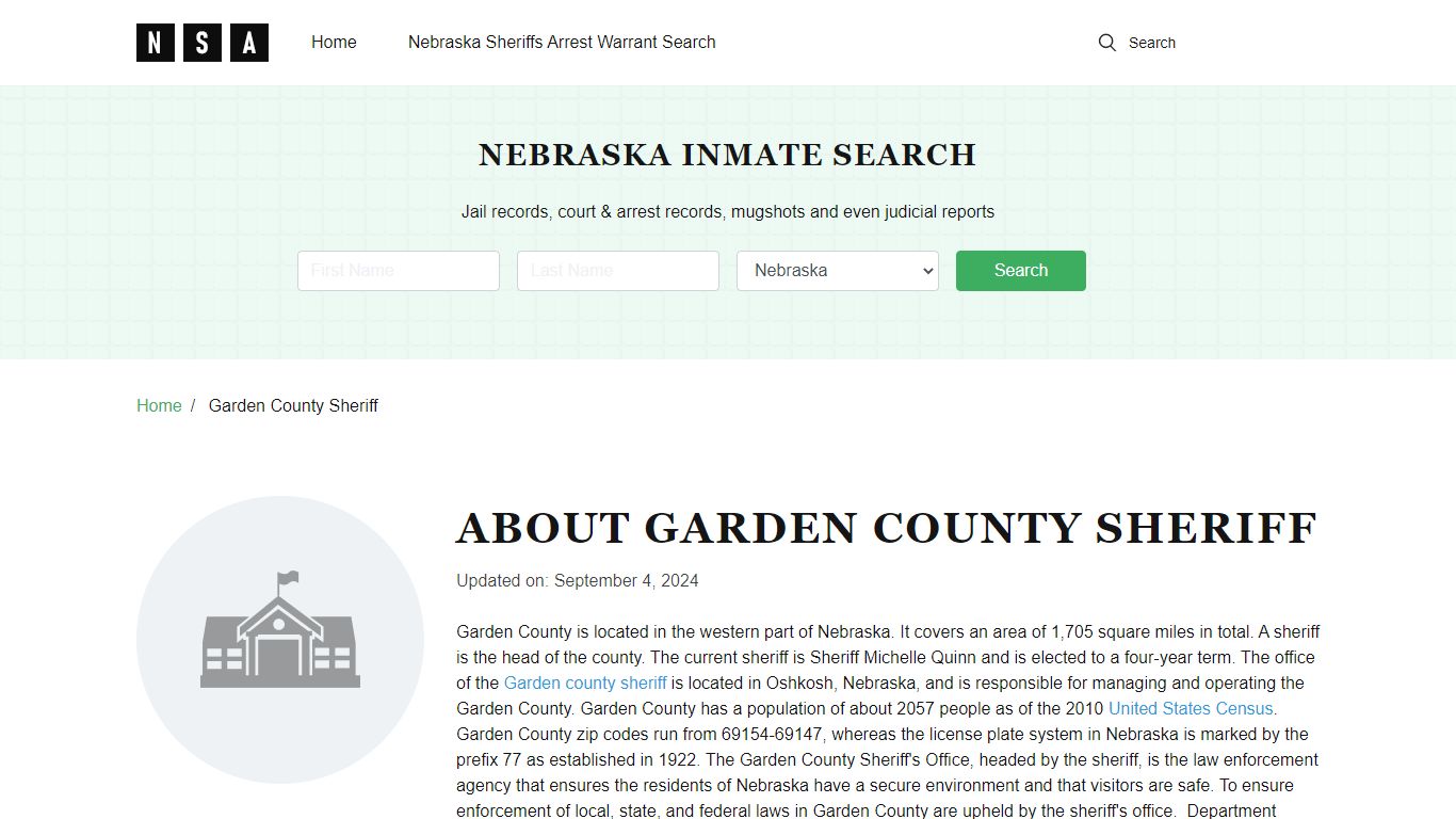 Garden County Sheriff, Nebraska and County Jail Information